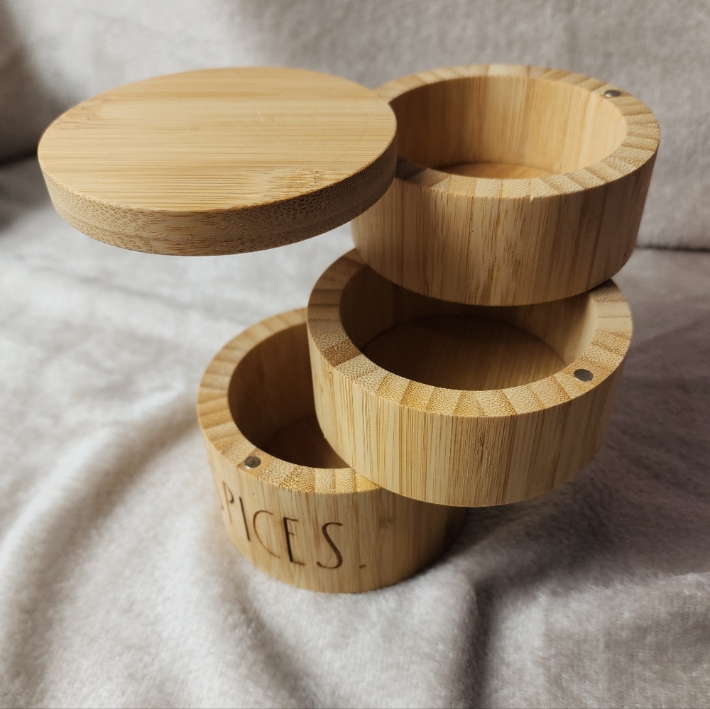 Rae Dunn Bamboo 3 Tiered Spice Box New - Picture 2 of 10